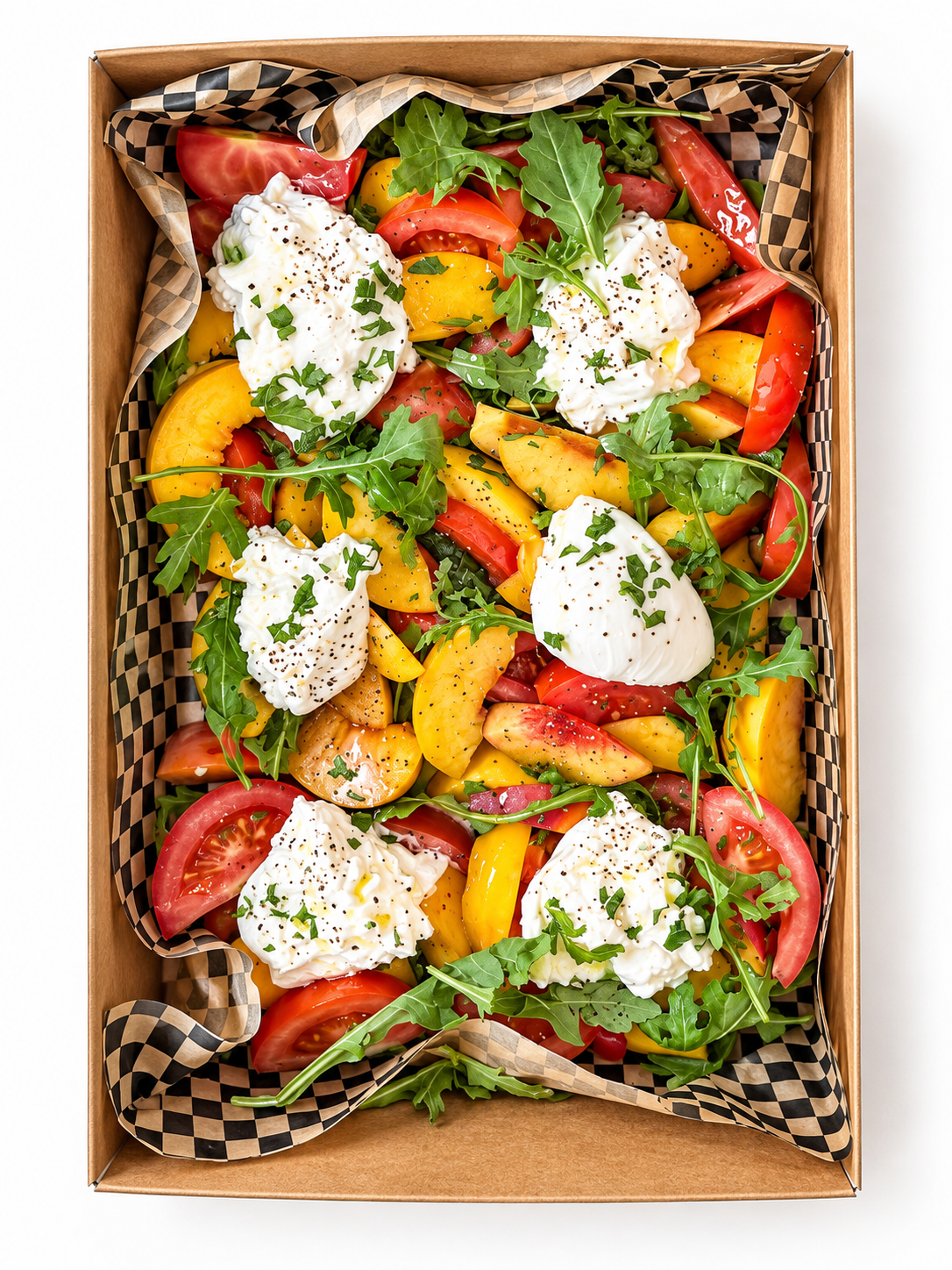 Burrata, Peach & Tomato Salad Box 🍑🍅🌿✨(v)