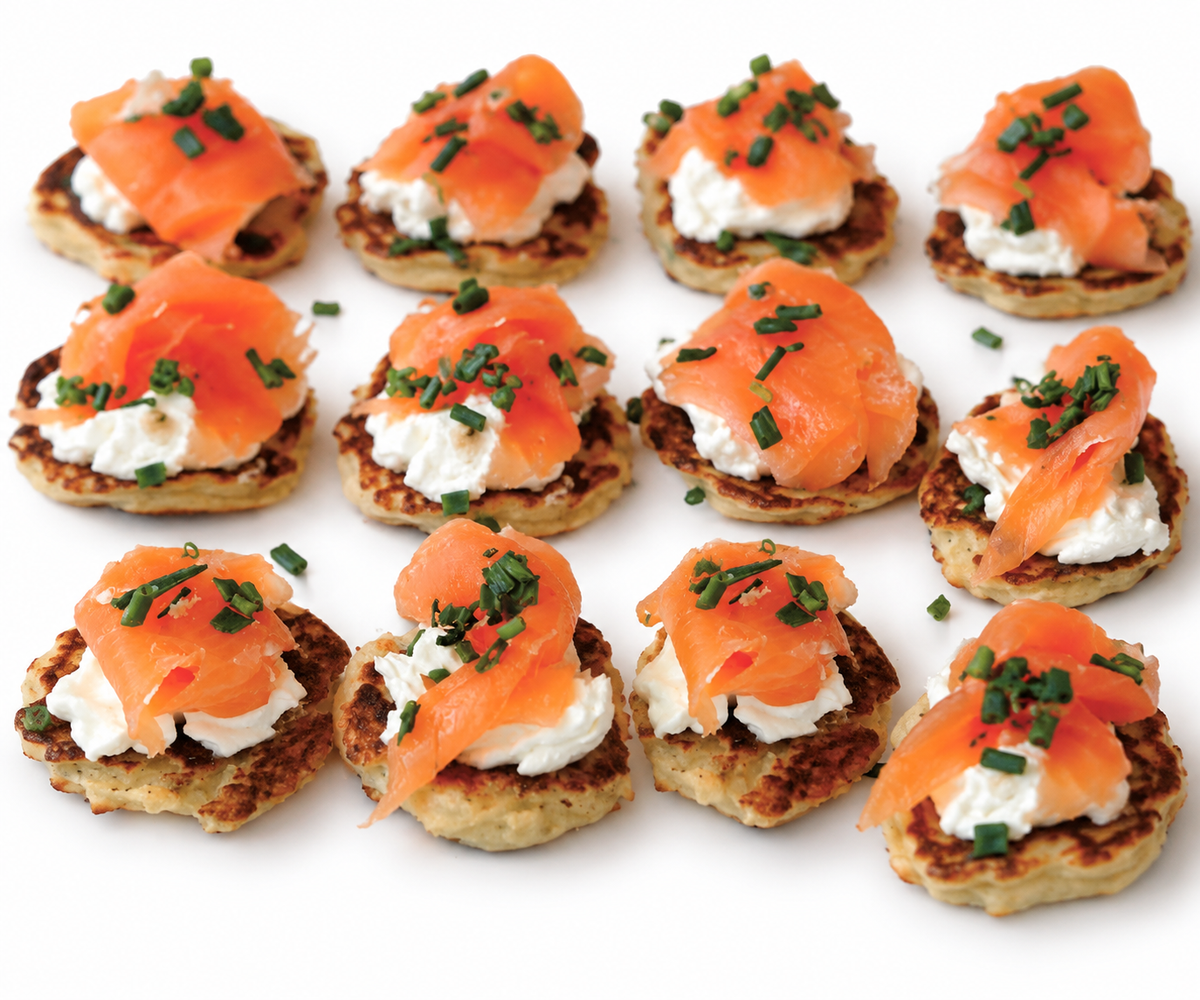 Smoked Salmon & Cream Cheese Blinis (24 pieces)